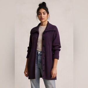 Belford Purple Cotton Button Front Long Cardigan Sweater‎ Sz. M